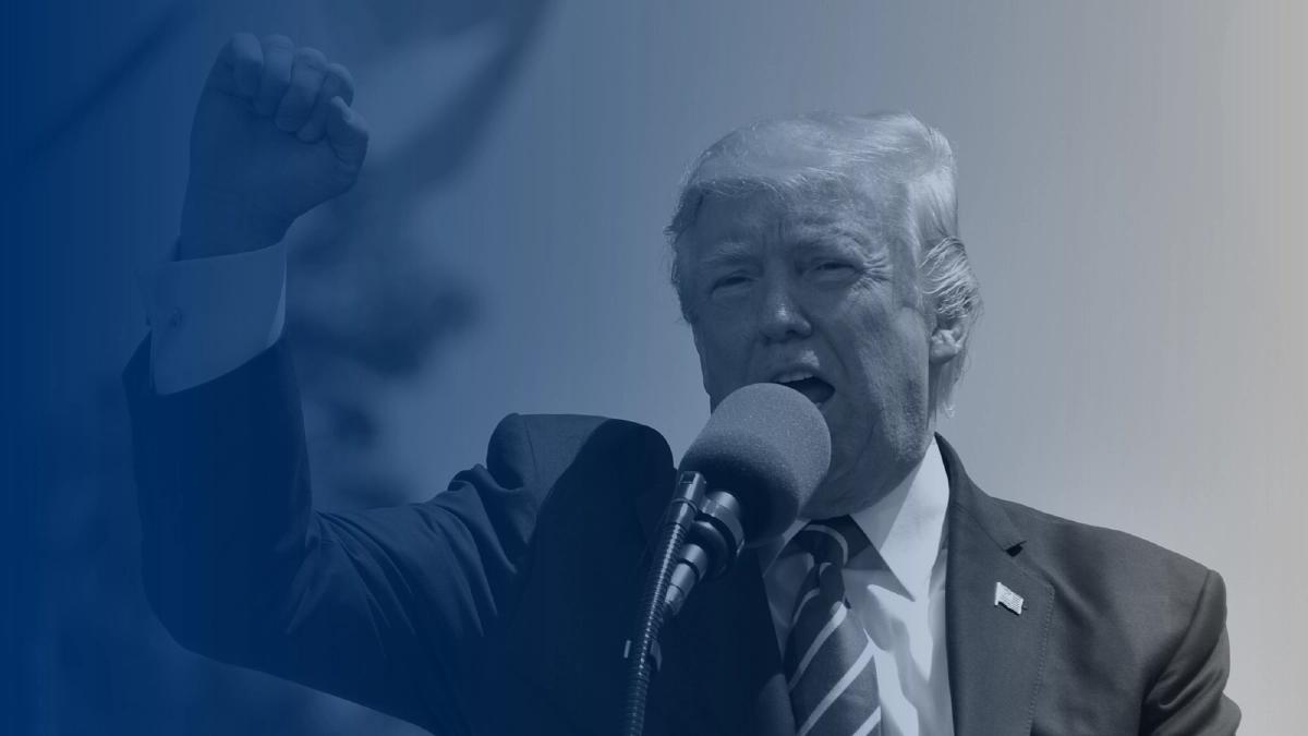 Donald Trump holding a “speech”.