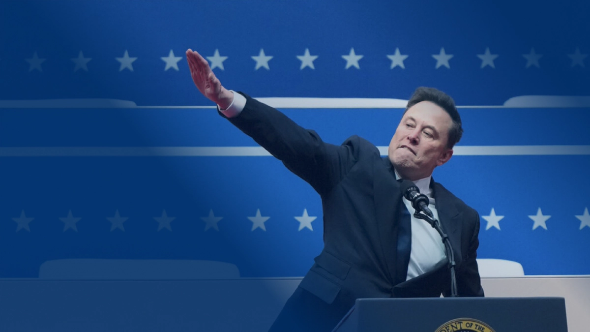 Elon Musk doing the Hitler Salute.